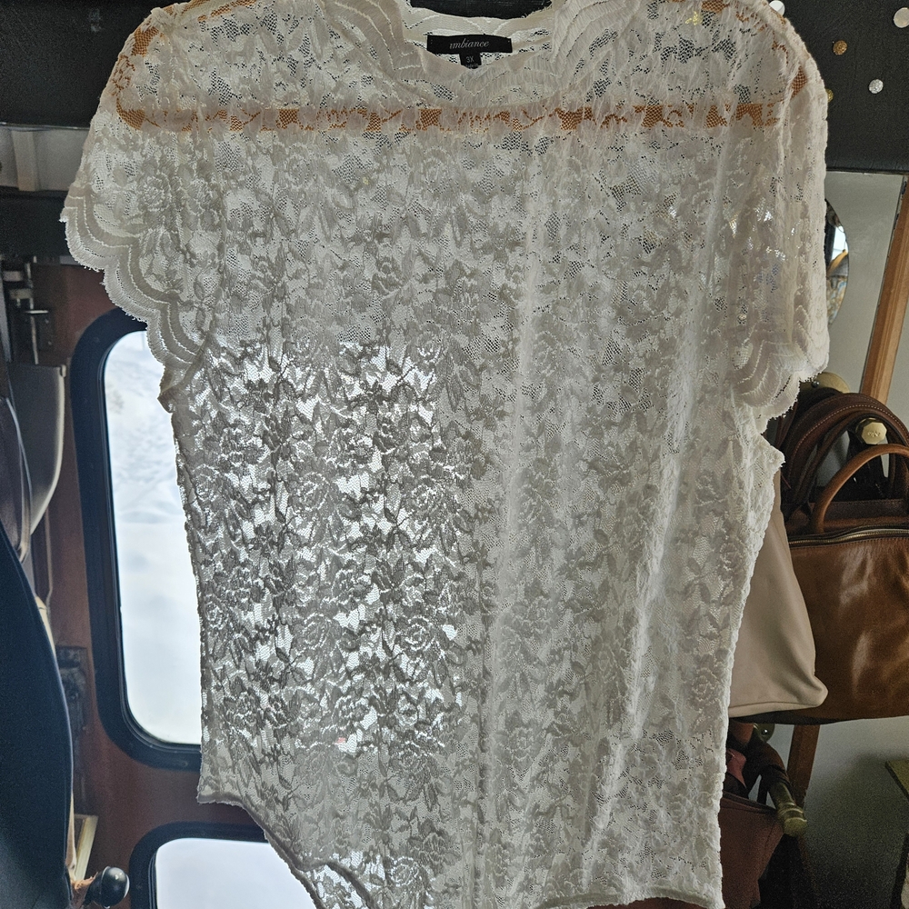 Ambiance White Lace Blouse Bodysuit